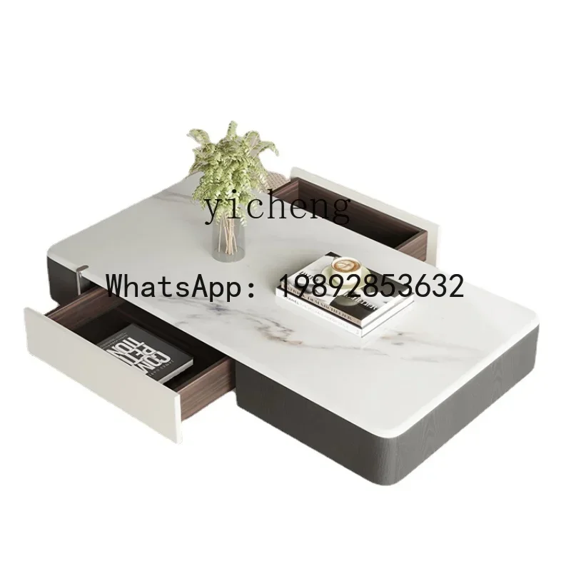 Quiet Style Square Modern Simple Small Apartment Living Room Designer Creative Super Crystal Stone Suspension Tea Table