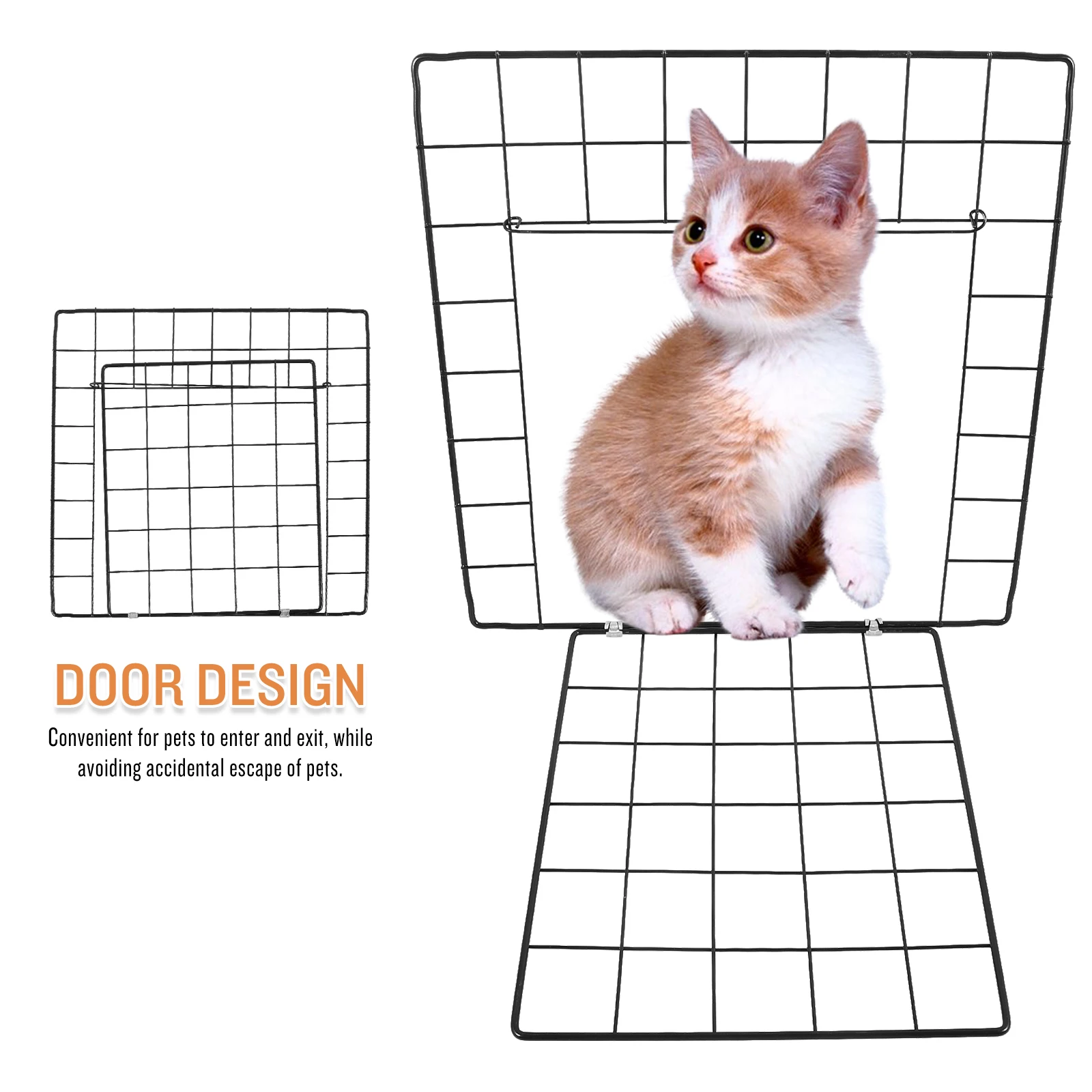 

Metal Wire Cat Cage Playpen with Door for Small Pets Fence Accessory