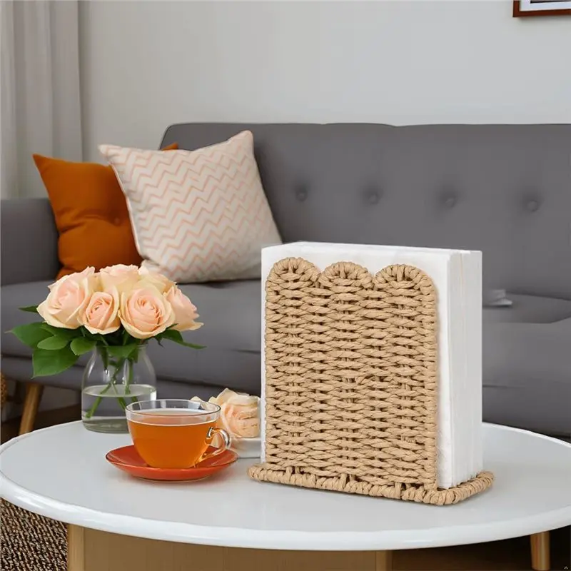 2026 New Scalloped Napkin Holder For Table Home Rustic Room Decor Standing Napkin Dispenser For Kitchen Countertop Dining Hotel