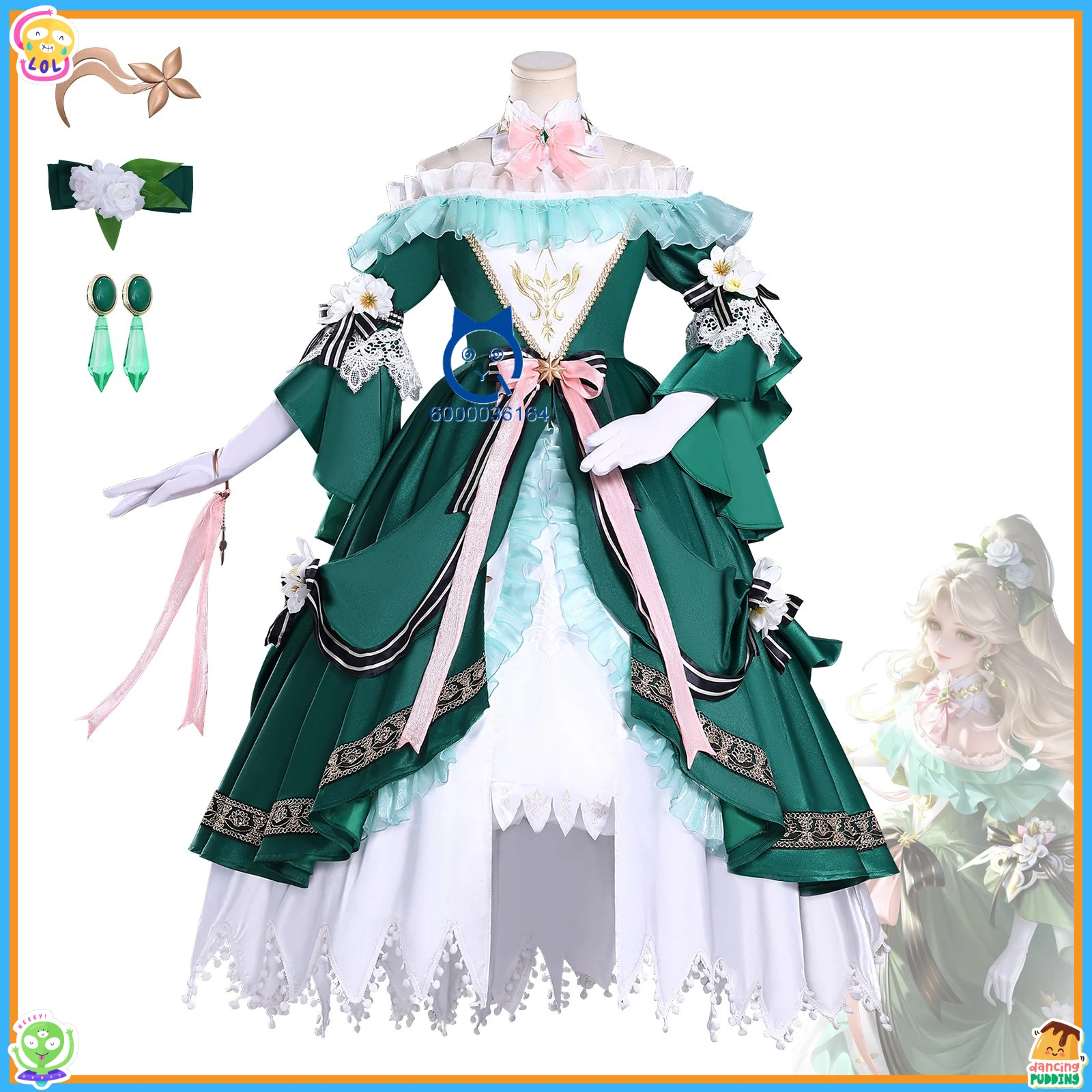 

Top Game Honor of Kings Cosplay Costume Anime Xi Shi Green Fashion Dress for Women Role Play Comic Con Halloween Party Outfit