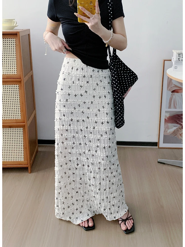 

UVPU High Waist A-Line Skirt Polka Dot Bow Tie Cake Sle Slimming Summer 2025 Women's Faion f Body Skirts