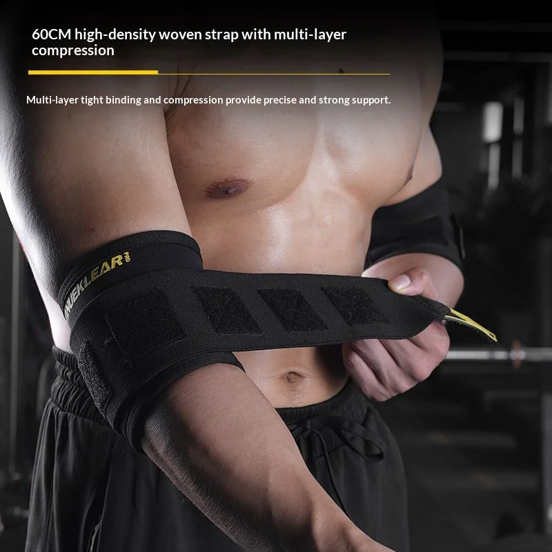 1 Pair Weight Lifting Elbow Wraps Adjustable Compression Fitness Elbow Sleeves for Bench Press Powerlifting Gym Training