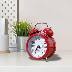 3-inch Retro Pointer Desk Clock Alarm Clock with Night Light Silent Home Fashion Creative Clock Metal Night Light Student Clock