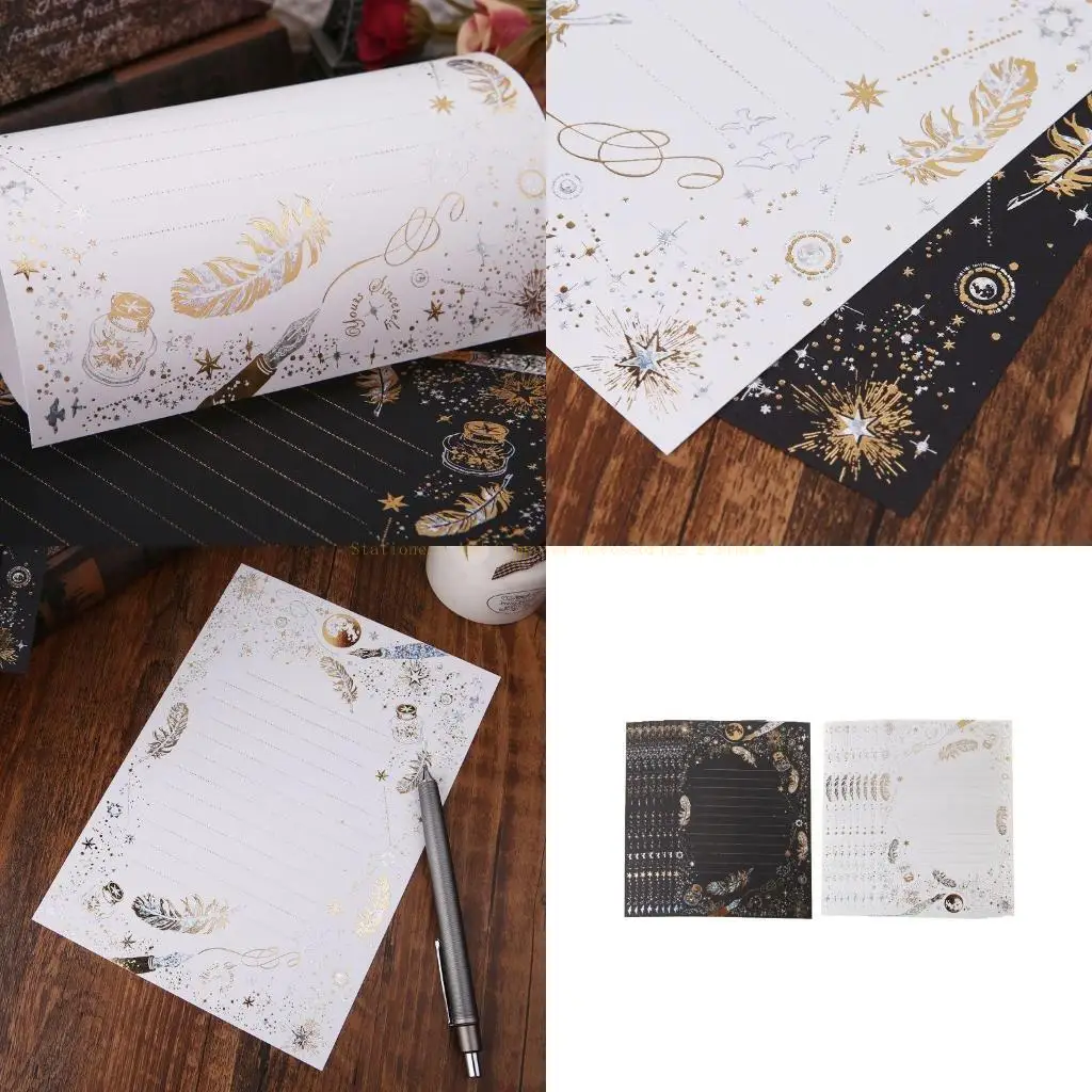 8 Sheets High-end Vintage Bronzing Blessing Letter Paper Pad Writing Off