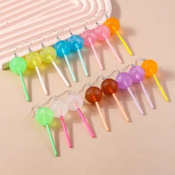 Aihua 30 Colors Cute Resin Sweet Lollipop Earrings for Women Funny Simulation Food Candy Lollipop Earrings Jewelry Gifts