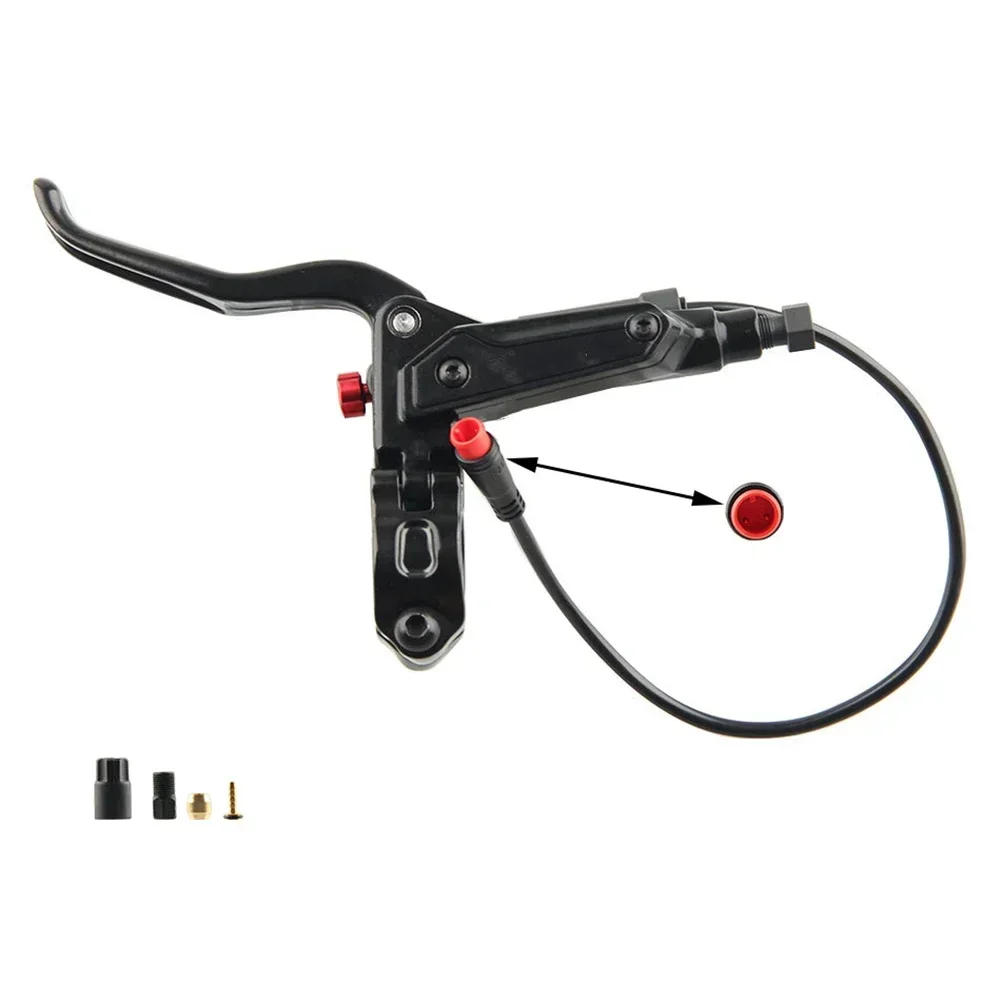 DOT3/4 Brake Oil Ebike Hydraulic Brake 2pin Brake Lever Aluminum Alloy Material Black Color For Scooter Enhancement