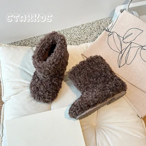 Đôi bốt da nhồi dày của em bé sang trọng dễ thương cô gái nóng bỏng sang trọng đôi bốt trẻ em trẻ em mùa đông thiết kế thương hiệu ngón tay trượt chân 8 Bán hàng chính Giày sang trọng trẻ em - №3