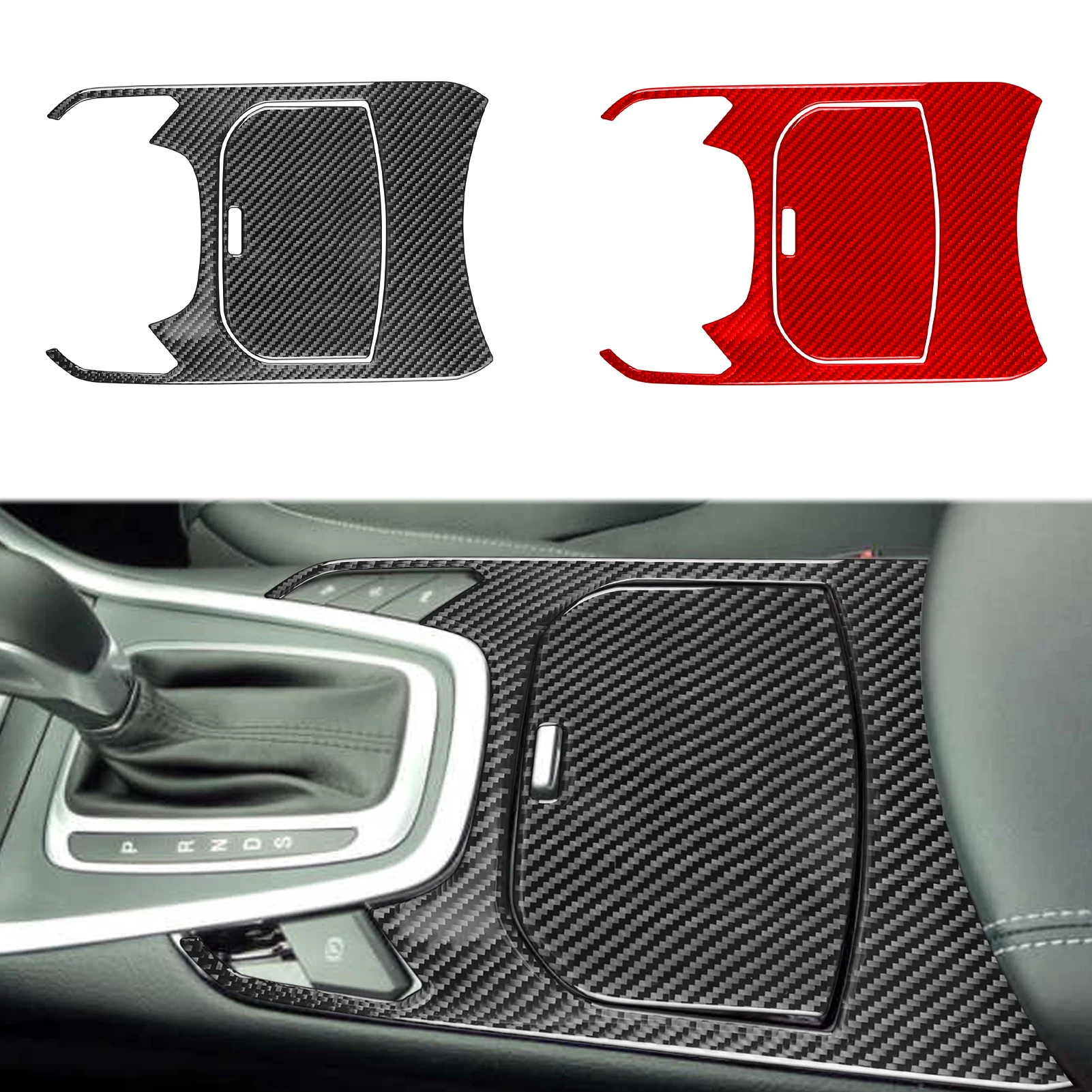 For Ford EDGE 2015—2019 Carbon Fiber Car Accessories Central Console Water Cup Holder Panel Set Cover Trim Sticker Modification