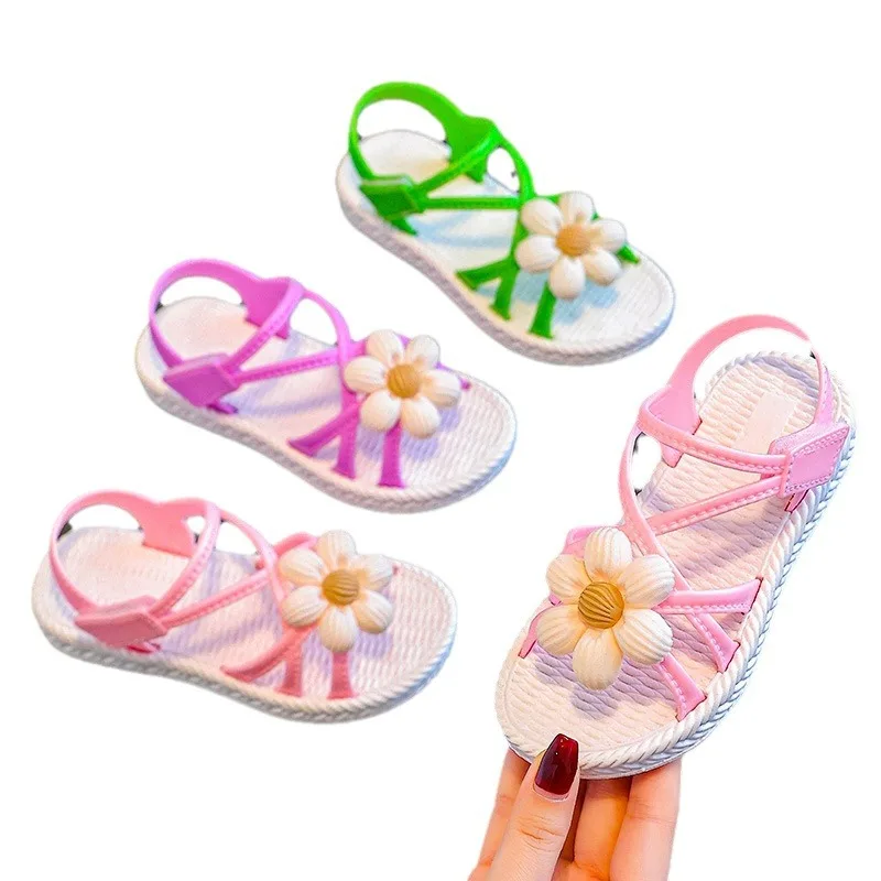 

Summer Infant Kids Sandals for Girls 2025 Fashion Children Princess Flower Beach Shoes Sweet Baby Toddlers Walking Flat Sandals