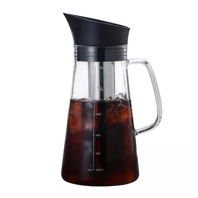 Glass Coffee Maker Hot & Cold Dual-Function Coffee Maker Cold Extract Ice Brewed Water Bottle Non-Rust Filter Coffee Pot