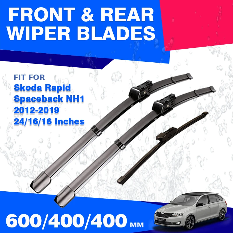 Front Rear Wiper Blades for Skoda Rapid NH1 Spaceback 2012 - 2019 Window Windshield Windscreen Accessories Cover 2015 2016 2014