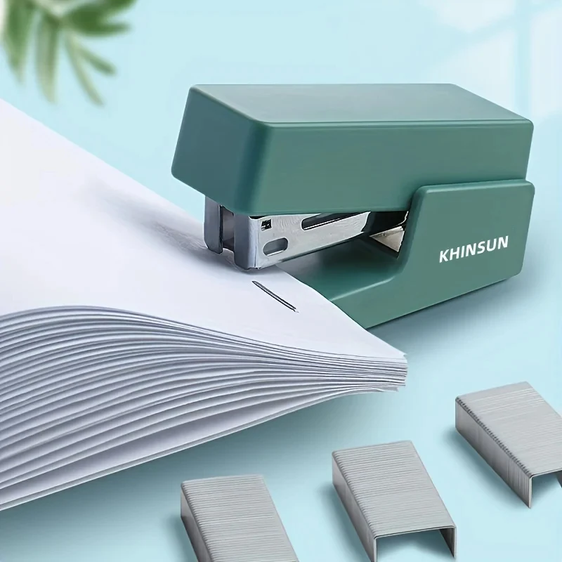 KHINSUN Mini Stapler Set Portable Color Paper Binding Machine Use 24/6 26/6 Staples Fashion kawai Stationery Office Supplies