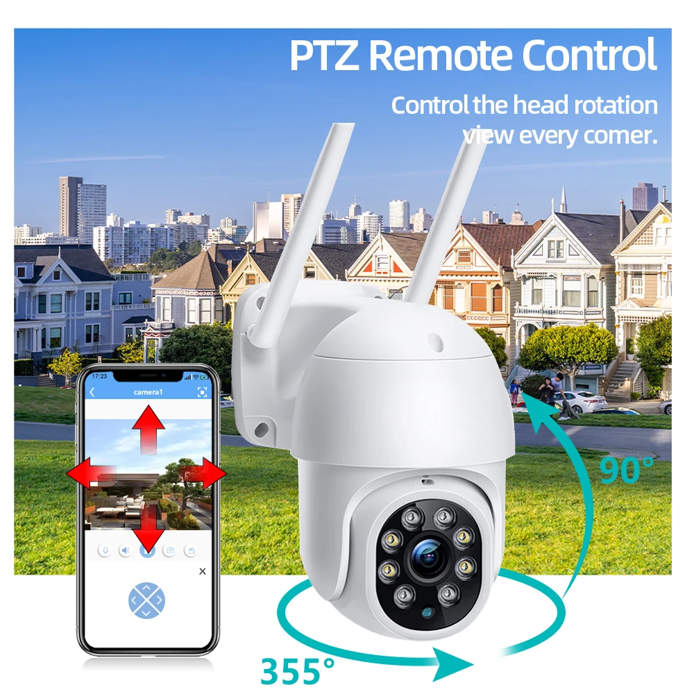 5MP Surveillance Speed Dome Camera Wifi PTZ Wireless CCTV Video Camera Color Vision Auto Tracking 1080P Security Monitor Camera