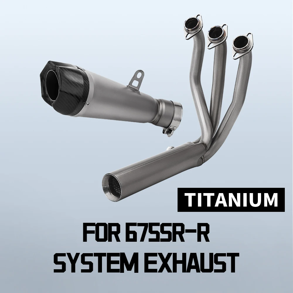 Titanium Alloy Motorcycle Full Exhaust System Front Middle Tail Pipe Set Lightweight Slip On Aftermarket Fit For 675SR-R