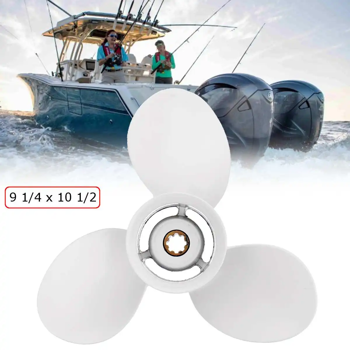 683-45943-00-EL 9 1/4 X 10 1/2 for Yamaha 9.9-20HP Outboard Propelle Propeller 3 Blades 8 Spline Tooths