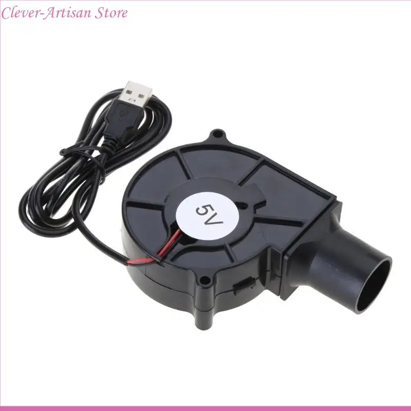 E06B 7530 BBQ Fan 3700RPM Air Blower 5V Barbecue Fan Air Blower Outdoor Camping Grill Cooking Tool