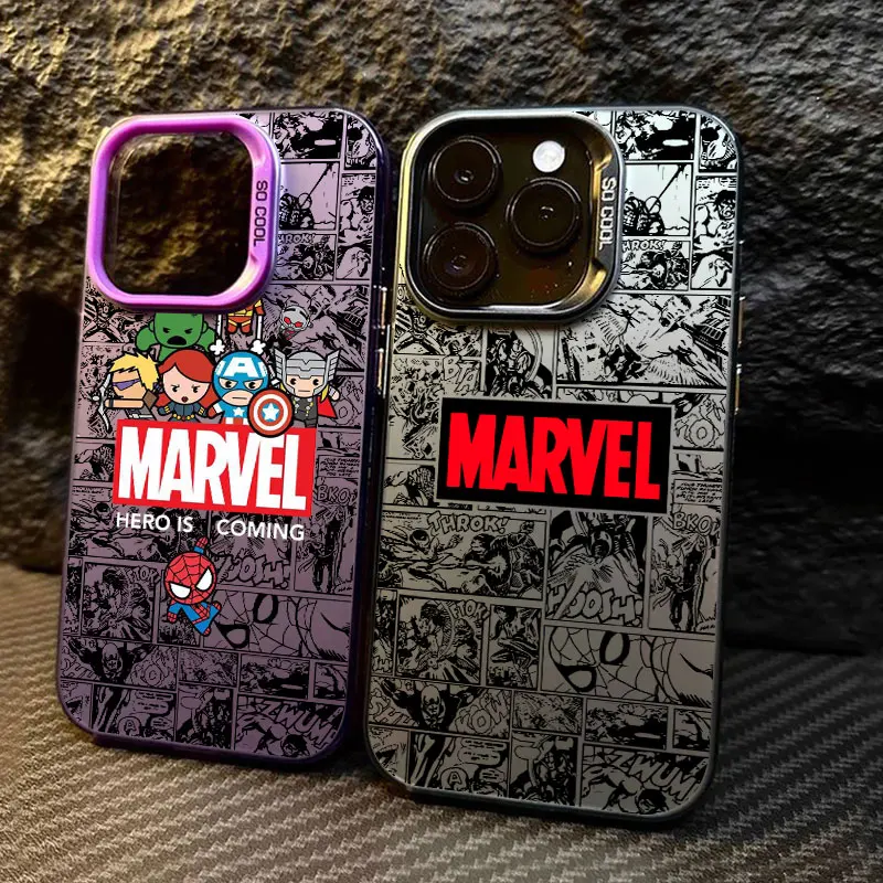 

Marvel Comics Avengers Phone Case For iPhone 11 12 13 14 15 16 17 Pro Max 16e 17E 17 Air Plus 13Mini Shockproof Funda Back Cover