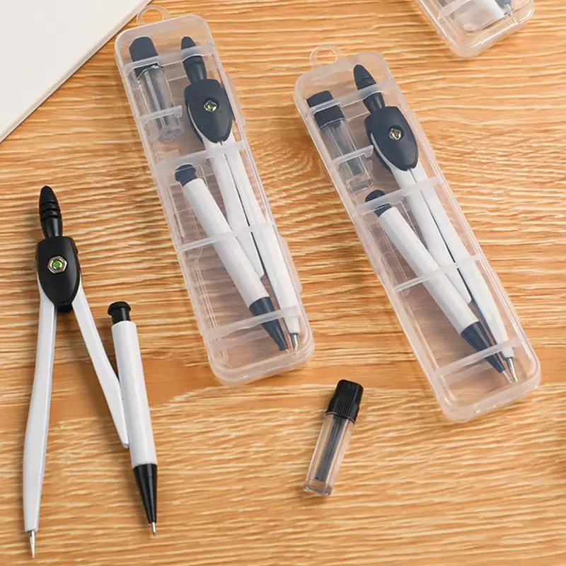 Bussola geometrica bussola a matita con scatola portaoggetti bussola da disegno in acciaio inossidabile strumento di precisione per geometria per forniture di classe