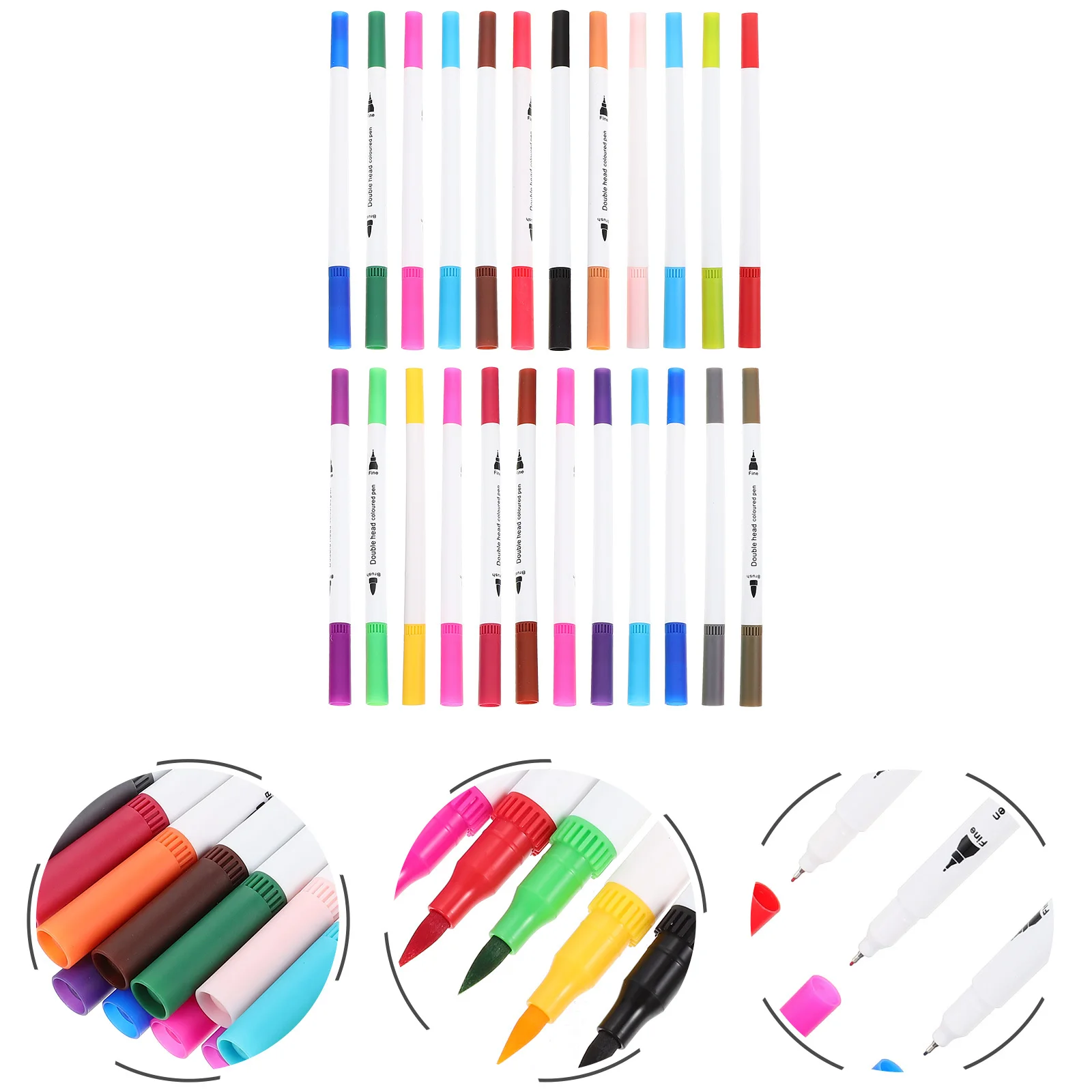 

24Pcs Painting Marker Pens Dual Tip Colored Art Pens for Drawing DIY Creative Projects Portable Art Supplies