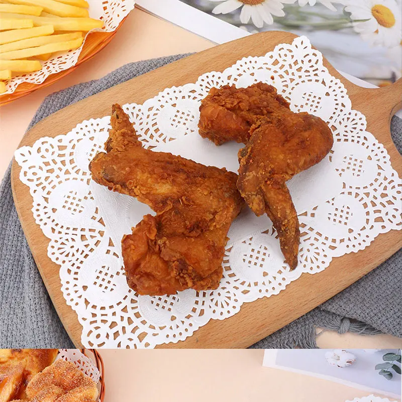 150Pcs Küche Gebratene Lebensmittel Spezielle Blume Boden Papier Öl-absorbierende Papier Backen Kuchen Pizza Snack Runde Haushalt Spitze papier Pad – Detail 8