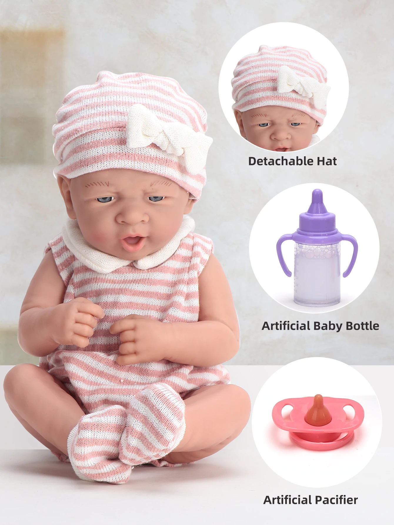 14 inch baby doll, baby doll feeding pacifier, magic bottle, girl toddler toy, baby pretend playset