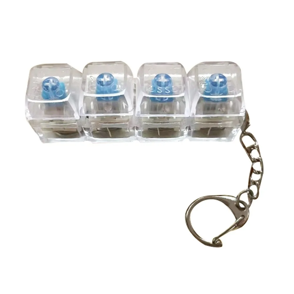 Diy Keycaps Toy Keyboard Fidget Toys Stress Relief with Keychain 4-button Shaft Tester Finger Button Keyboard Keychain Adults