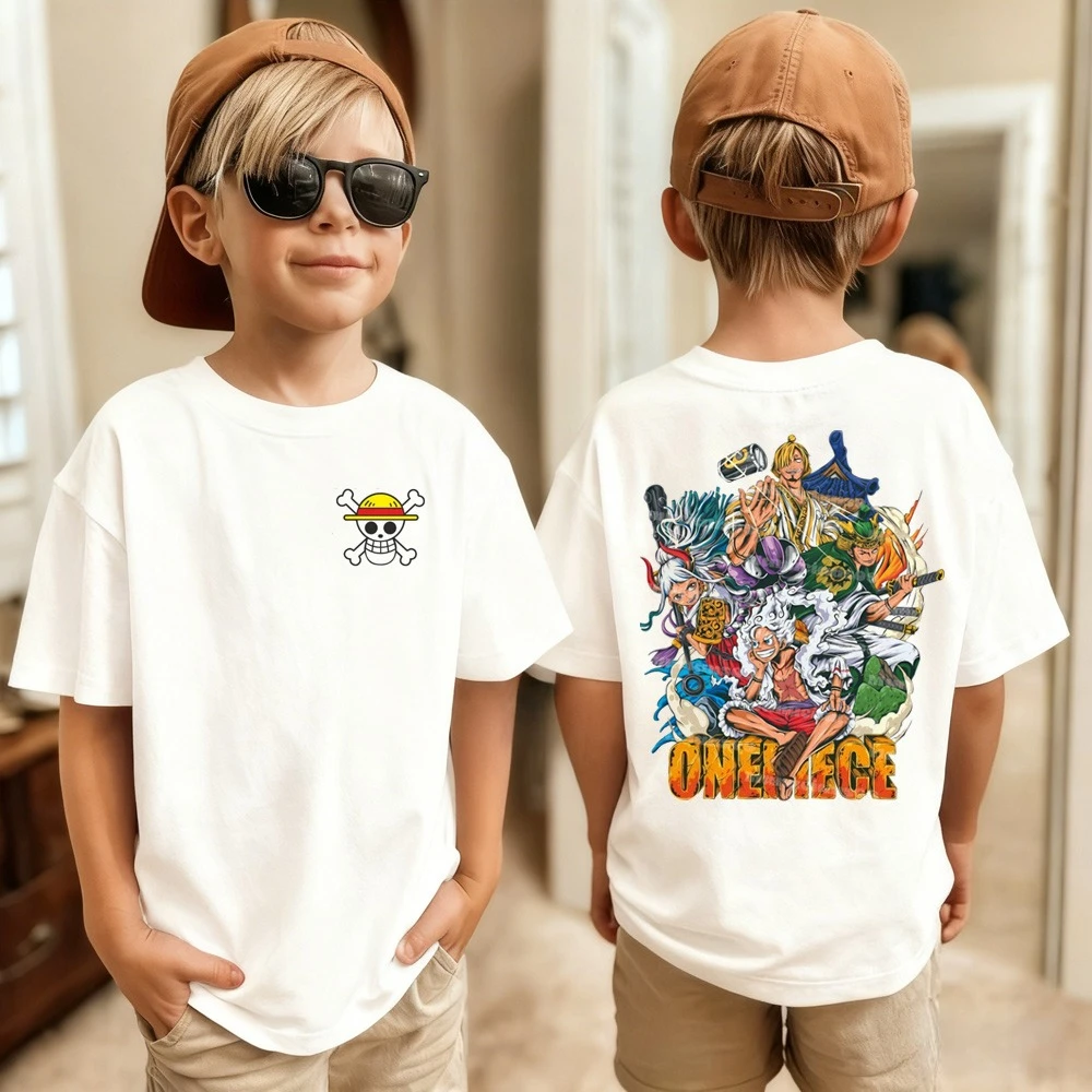 One Piece Japanisches Anime Bedrucktes Herren-T-Shirt Roronoa Zoro Kinder-Harajuku Kurzarm Luffy Baumwoll-T-Shirt Kleidung