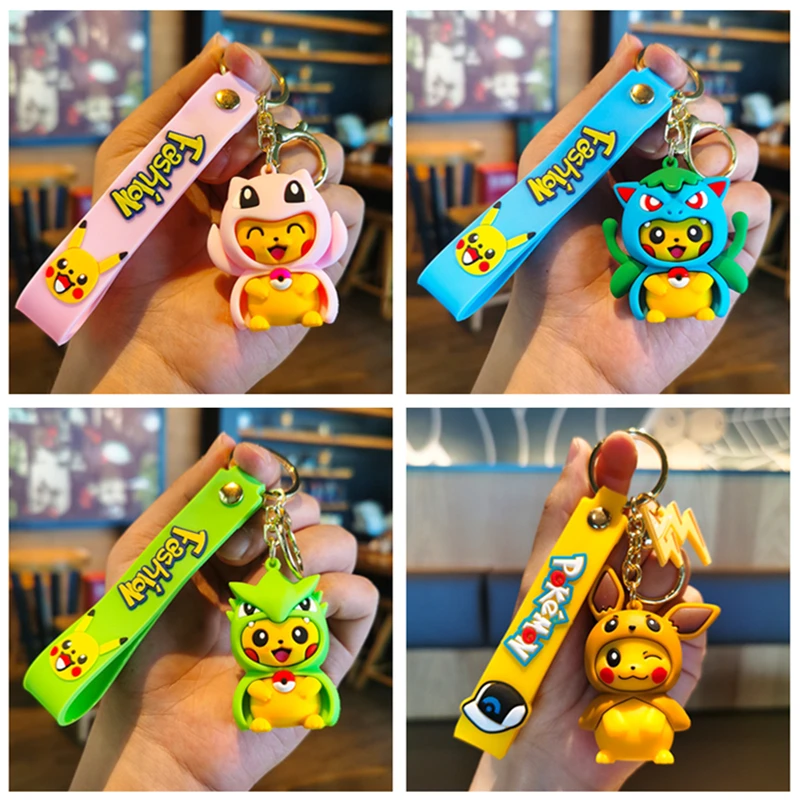 

MINISO Anime Pokémon Cosplay Pikachu Doll Keychain, Charizard, Gengar, Jigglypuff, Cartoon Bag Doll Keychain Decorative Pendant