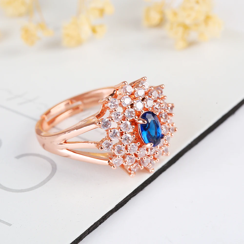 Cute Snowflower New Design Simple Crystal Opening Adjustable Ring for Women Classic Retro Jewelry High Quality Gift Bride