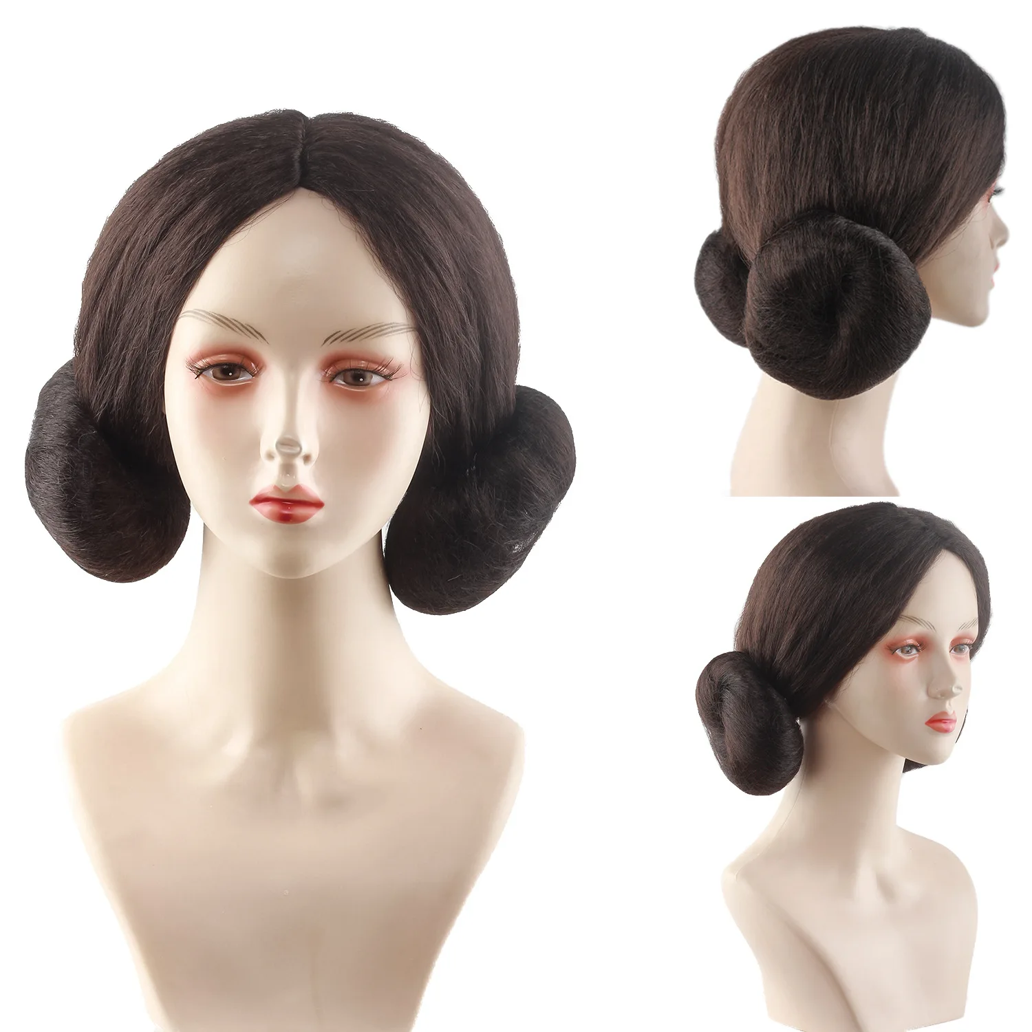 

Парик для косплея Leia Organa Solo Performance, коричневый, средний, с двойным храмом, голова марубини, синтетические волосы из химического волокна для любителей кино