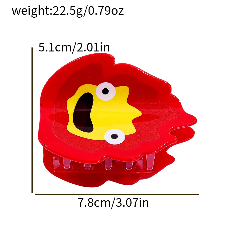 Cute Cartoon Fire Demon Acrylic Hair Claw Clip, Red Flame Shark Jaw Hair Clips Anime Fans Hair Accessories Gift for Women Girls - view 4