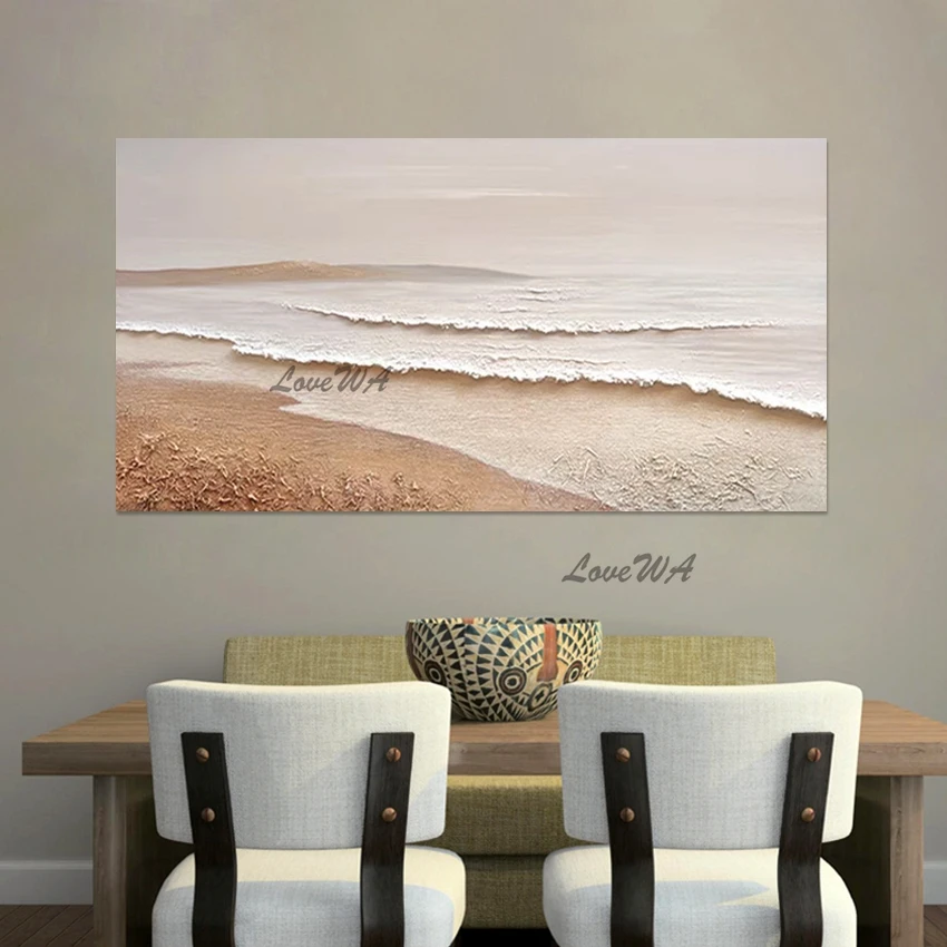 Sea Wave 3D Picture, Acrylic Landscape Textured Design, Canvas Wall Art, Abstract Palette Knife Oil Painting Frameless Gifts