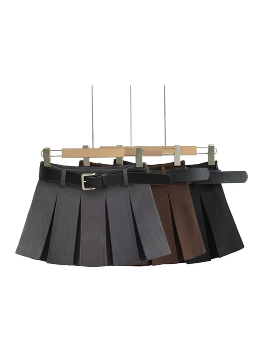 Gonna a trapezio a vita bassa Gonna da strada alla moda Sle in puro colore plissettato anti-luce per donna Design a vita alta