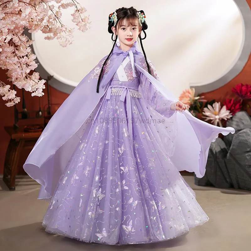 

Chinese Ancient Costume Girl Traditional Tang Dynasty Fairy Dress Hanfu Outfits Children Han Dynasty Elegant Performance Clothes