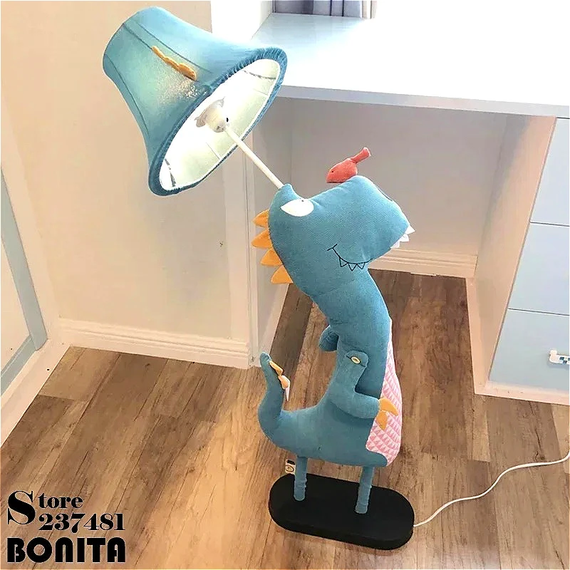 T-rex Floor Lamp Bendable Kid\'s Room Corduroy Fabric Floor Light Cartoon Dinosaur Living Room Lighting Standing Reading Light