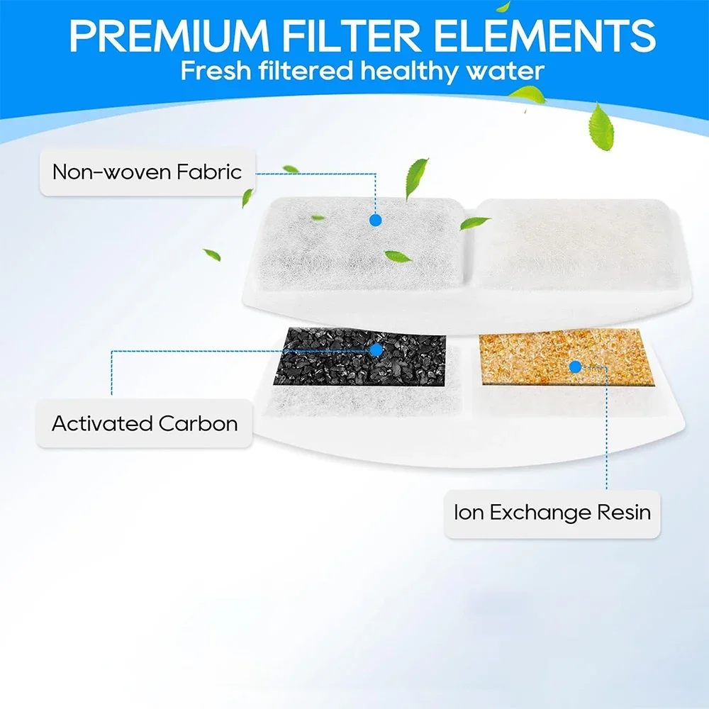 6/8/12/16pcs Replacement Filter For Cat Dog Water Drinking Fountain Activated Carbon Replaced Filters Fountain Dispenser Feeders