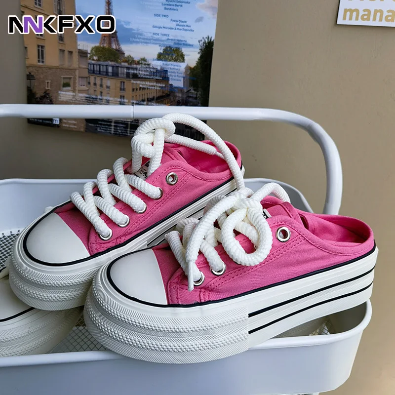 

2023 Fashion Canvas Shoes for Women Two Ways to Wear a Pair of Shoes Sneakers Shoes Thick Soled Shoes Skateboard Shoes QBO40