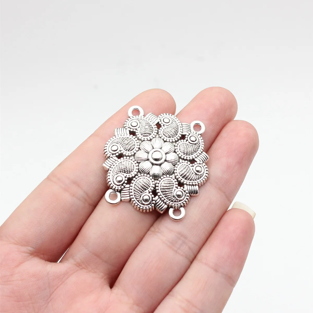 10pcs 34x33mm 2 Colors Antique Silver Color Gold Color 4-Hole Body Chain Waist Chain Forehead Chain Connector For Making
