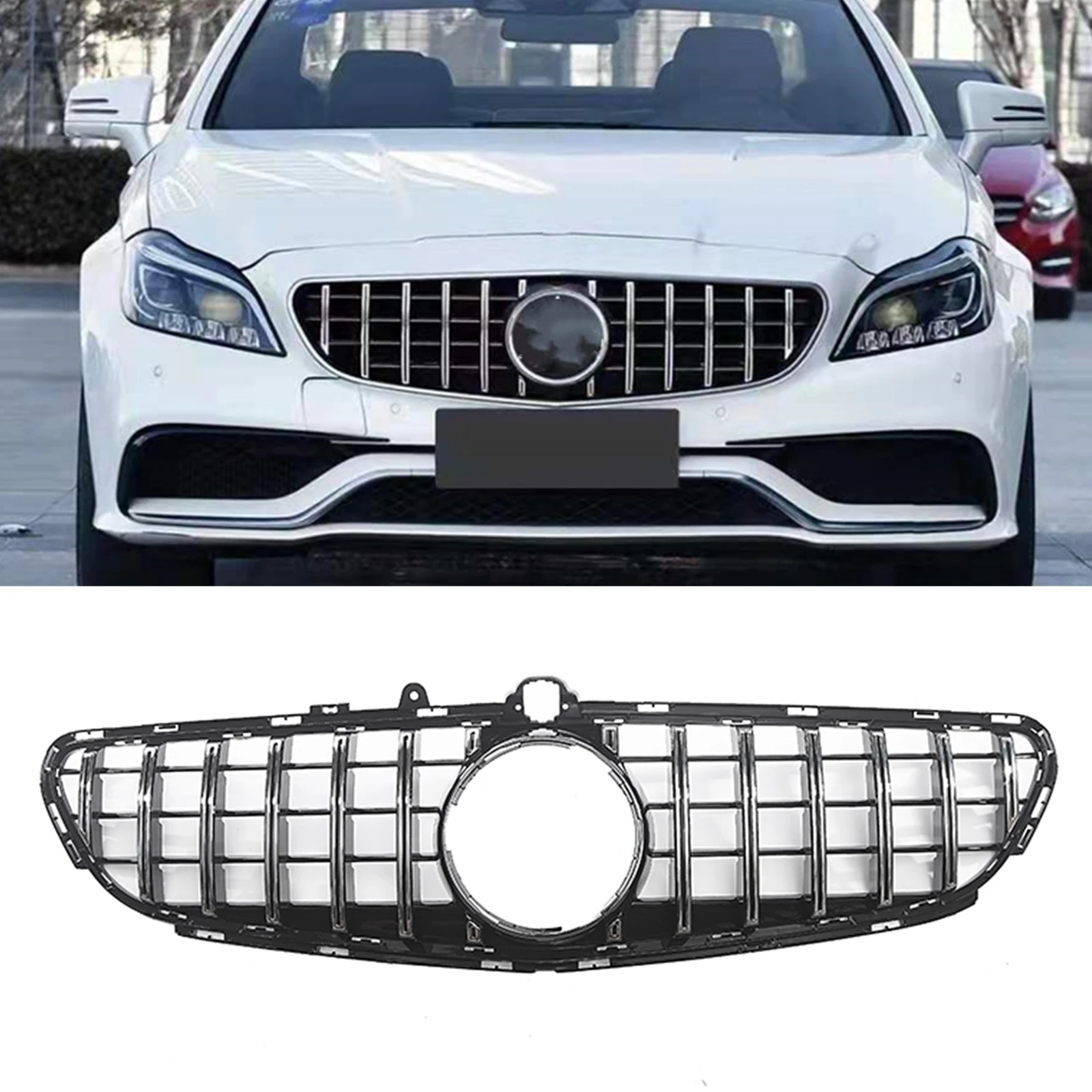 

Front Grille Grill Body Upper Bumper Hood Vent Mesh Grid For Mercedes Benz CLS 63 AMG W218 2015-2017 GT