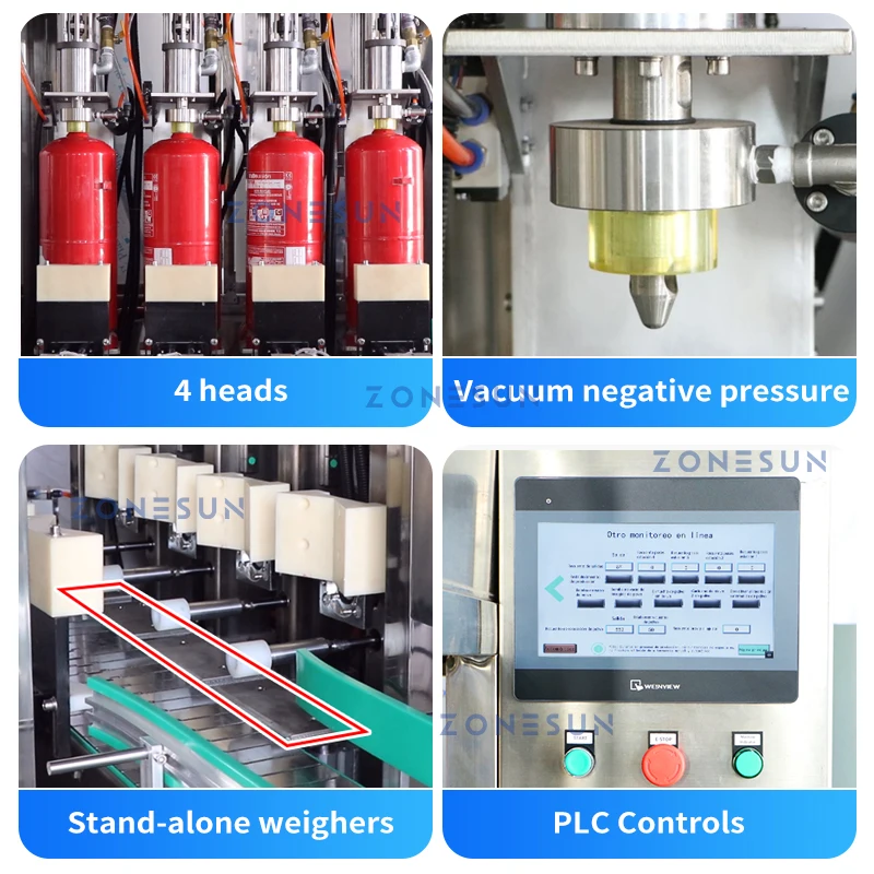 ZONESUN Automatic Fire Extinguisher Filling Sealing Labeling Machine Dry Chemical Extinguisher Packaging System Equipment ZS-FE1