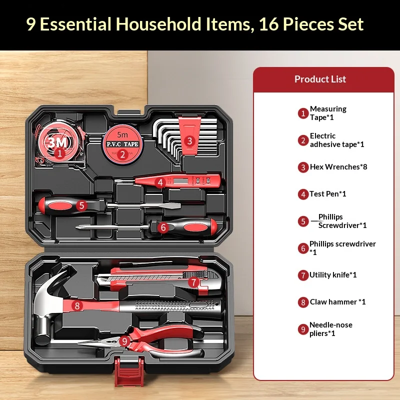 Combinatieset handgereedschap Schroevendraaier Moersleutel Tang Zeskantsleutel Huishoudelijke hardware Multifunctionele elektricien Reparatiegereedschap