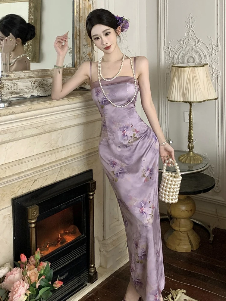 

Сексуальное женское длинное платье с запахом и принтом Ele, облегающее облегающее платье с разрезом и высокой талией, китайское летнее платье