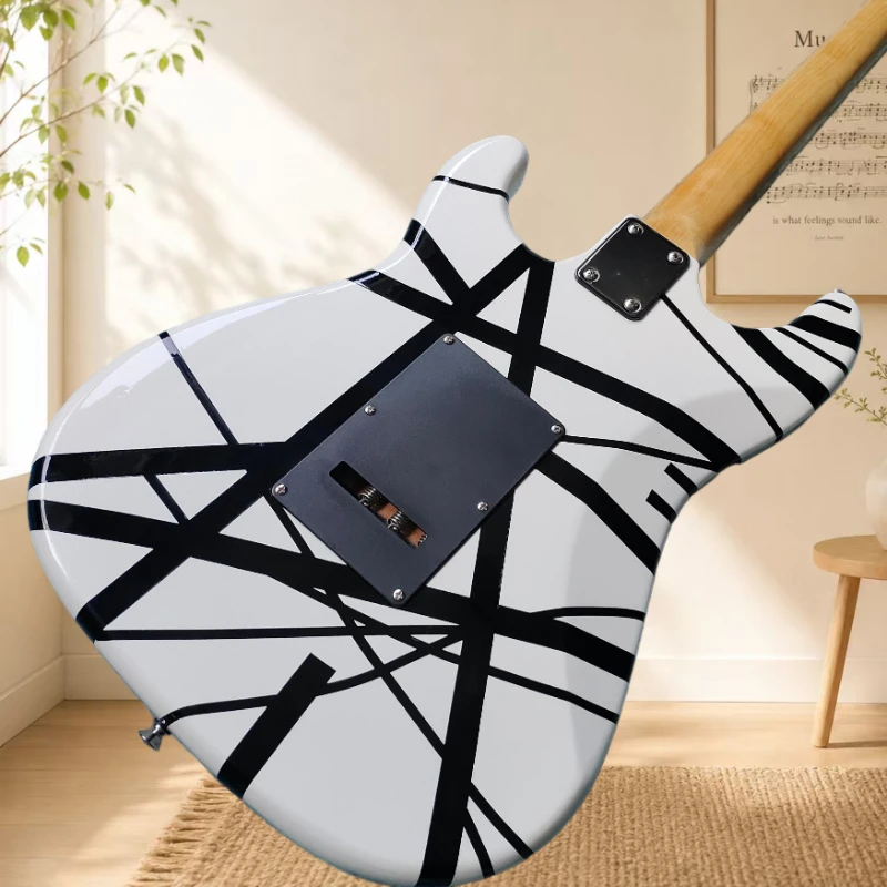 STS Electric Guitar White Background Black Diagonal Maple Wood Fingerboard Fixed Six Nail Bridge Black Guard Plate Free Delivery