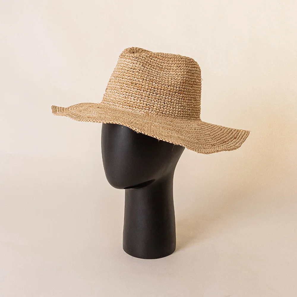 USPOP High Quality  Spring Summer Hand-woven Raffia Jazz Hat Foldable Straw Sun Hat Beach Hats