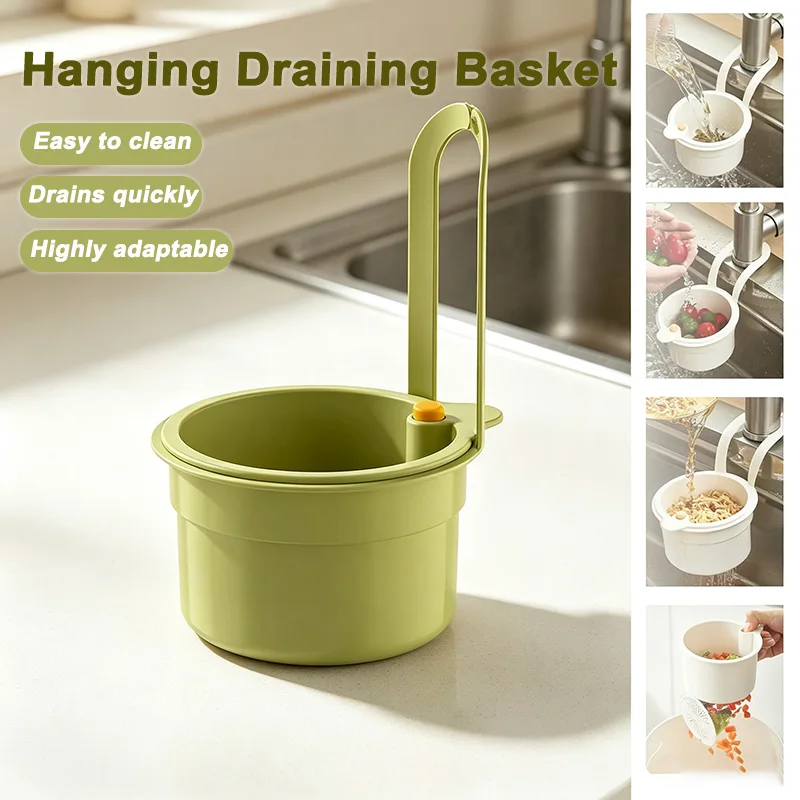 Self Cleaning Kitchen Sink Strainer Basket Press Automatic Dumping Waste Catcher Faucet Hanging Draining Basket Trash Filter