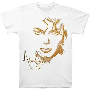 Men's Michael Jackson Signiture Portrait T-shirt Small White