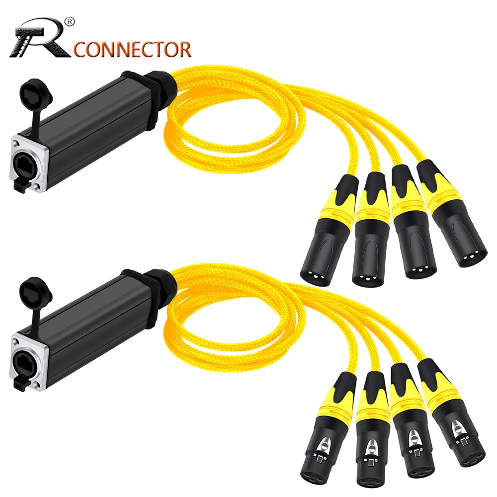 

XLR to RJ45,4 Channel 3Pins XLR Male/Female to CAT5 Network Receiver Adapter Converter, for Stage and Recording Studio