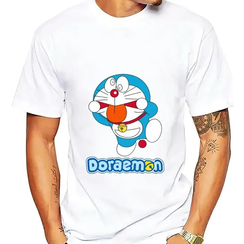 Cartoon D-Doraemon Cute T Shirt Men Couple Combination Women Clothes Short Sleeve Collar Fashion Cotto