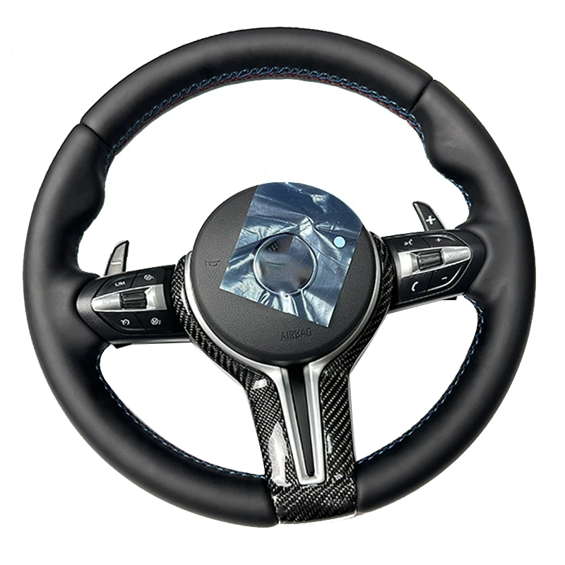 Leather and  Carbon Fiber Cover Steering Wheel F10 F20 F30 F15 F25 F07 F02 X3 X5 X6 Steering Wheel For  F Series