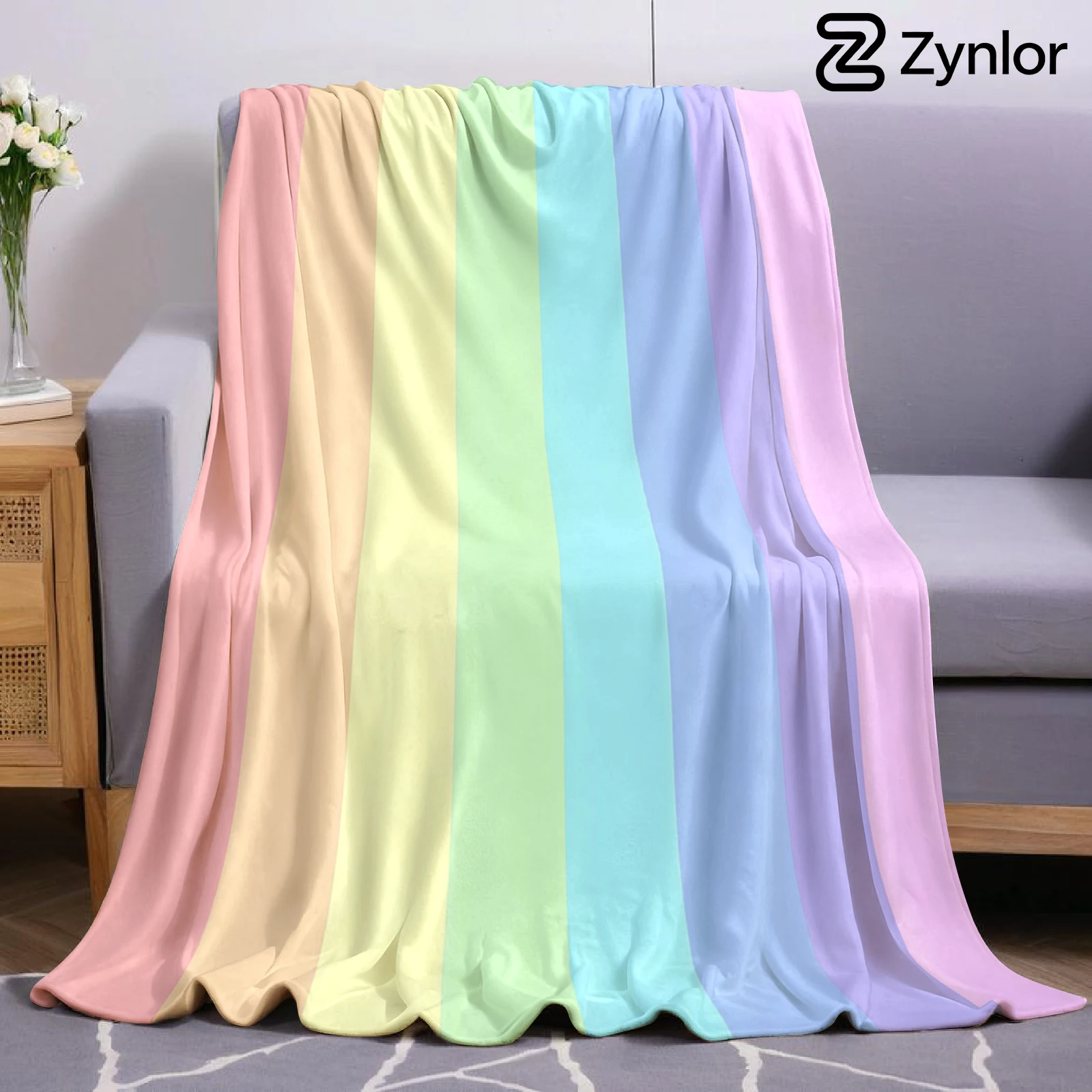 Vertical Rainbow Stripe Ultra Soft Sherpa Fleece Blanket Fluffy Warm Halloween Cozy Throw for Sofa Couch Bedroom Gift All season